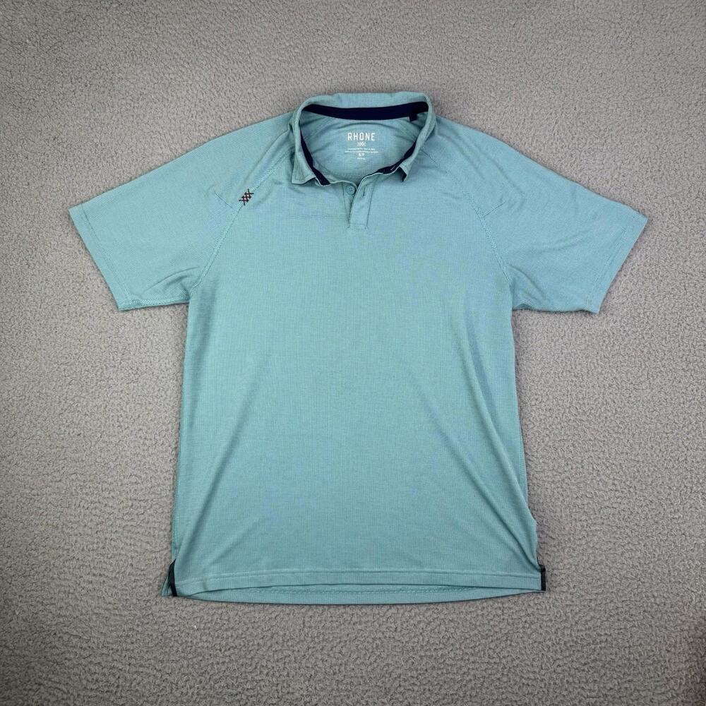 Rhone Performance Pique Polo Golf Short Sleeve Shirt Teal Mint Green Men's Small